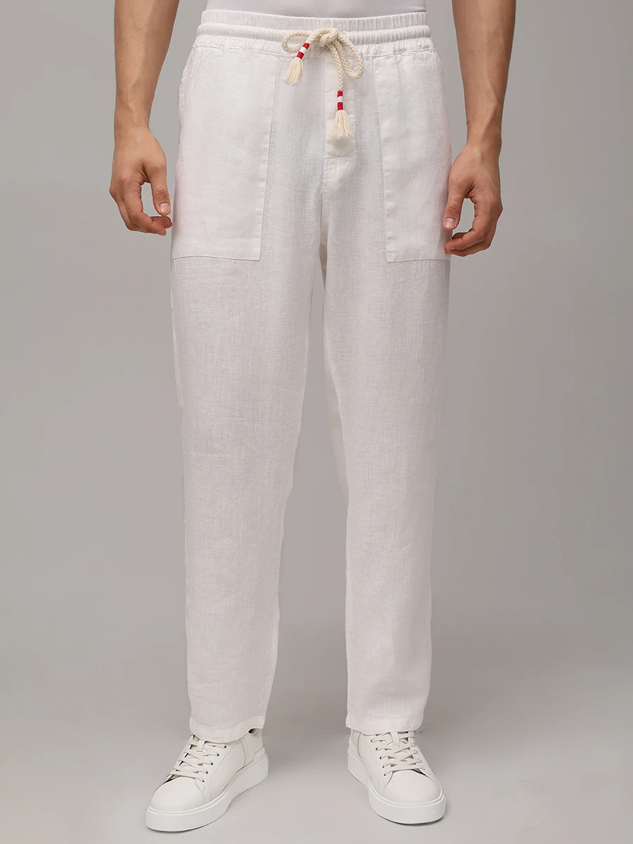 Брюки льняные MC2 SAINT BARTH CALAIS - LINEN 01 WHITE Белый  Фото 4