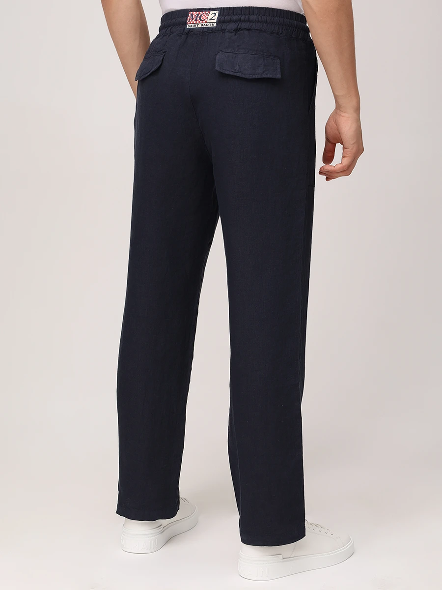 Брюки льняные MC2 SAINT BARTH CALAIS - LINEN 61H BLUE NAVY Синий  Фото 3