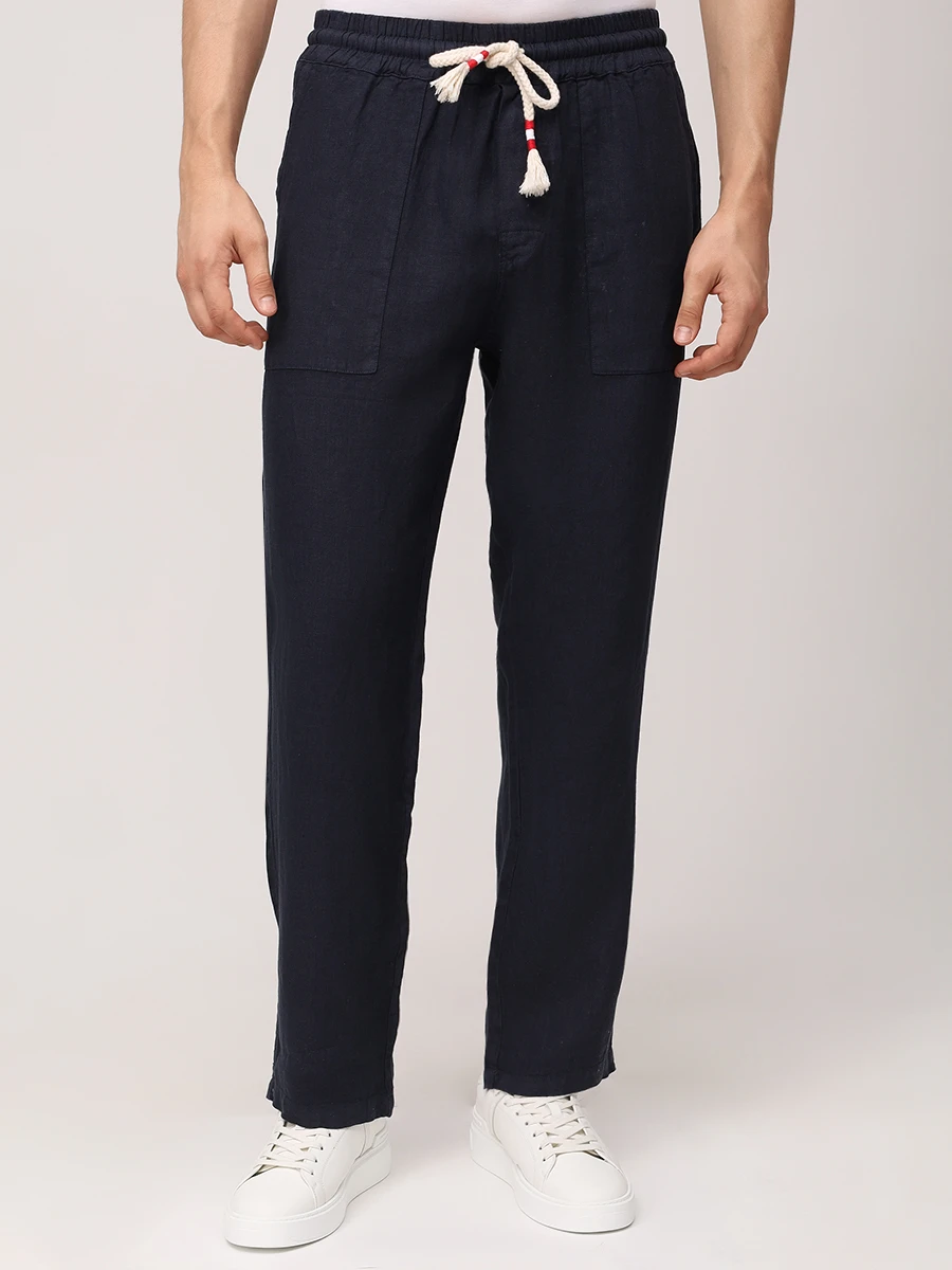 Брюки льняные MC2 SAINT BARTH CALAIS - LINEN 61H BLUE NAVY Синий  Фото 4