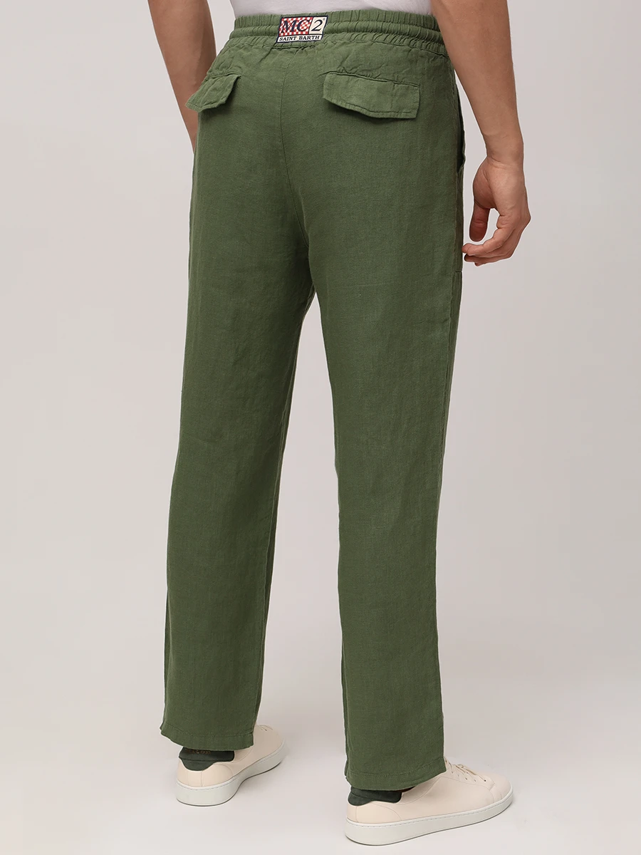 Брюки льняные MC2 SAINT BARTH CALAIS - LINEN 52 MILITARY Зеленый  Фото 3