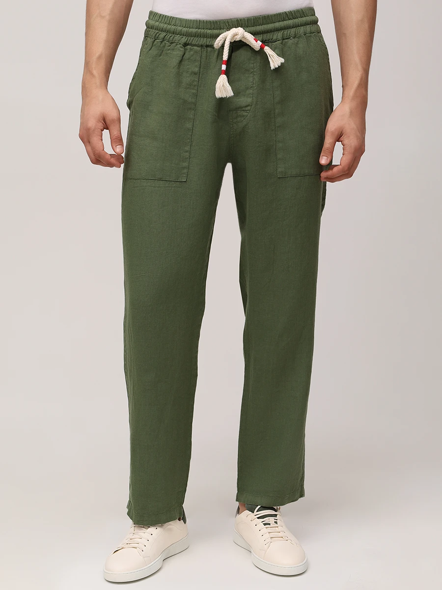 Брюки льняные MC2 SAINT BARTH CALAIS - LINEN 52 MILITARY Зеленый  Фото 4