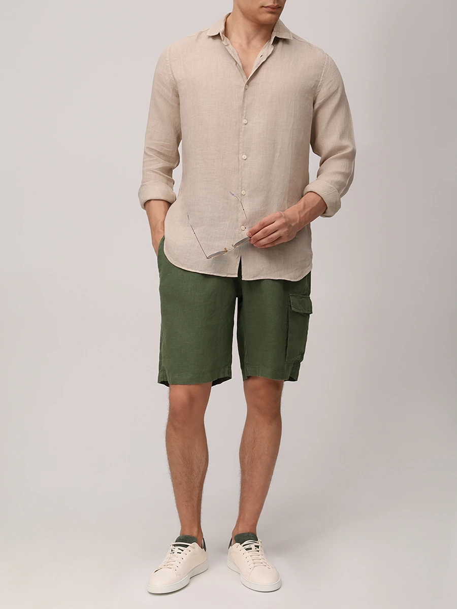 Шорты льняные MC2 SAINT BARTH MARSEILLE - 52 MILITARY Зеленый  Фото 2