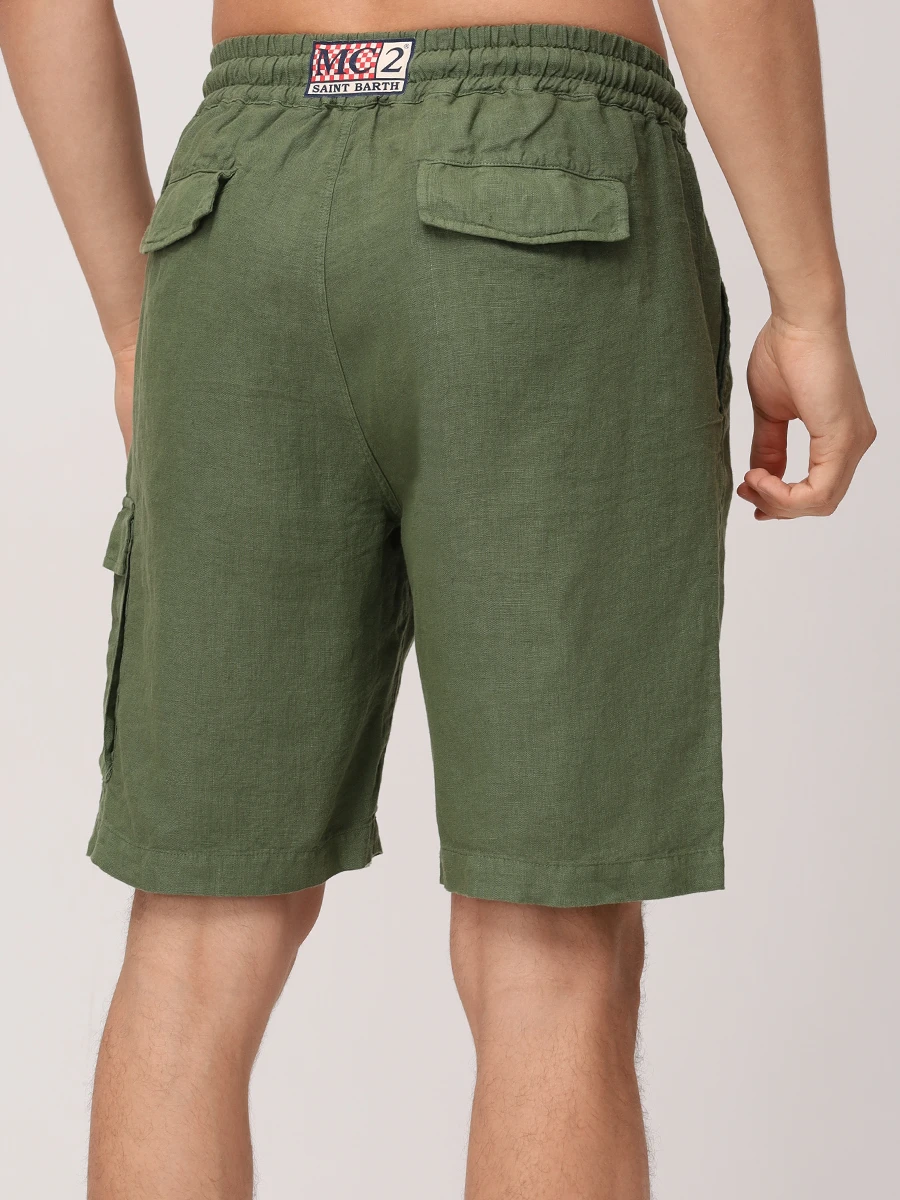 Шорты льняные MC2 SAINT BARTH MARSEILLE - 52 MILITARY Зеленый  Фото 3