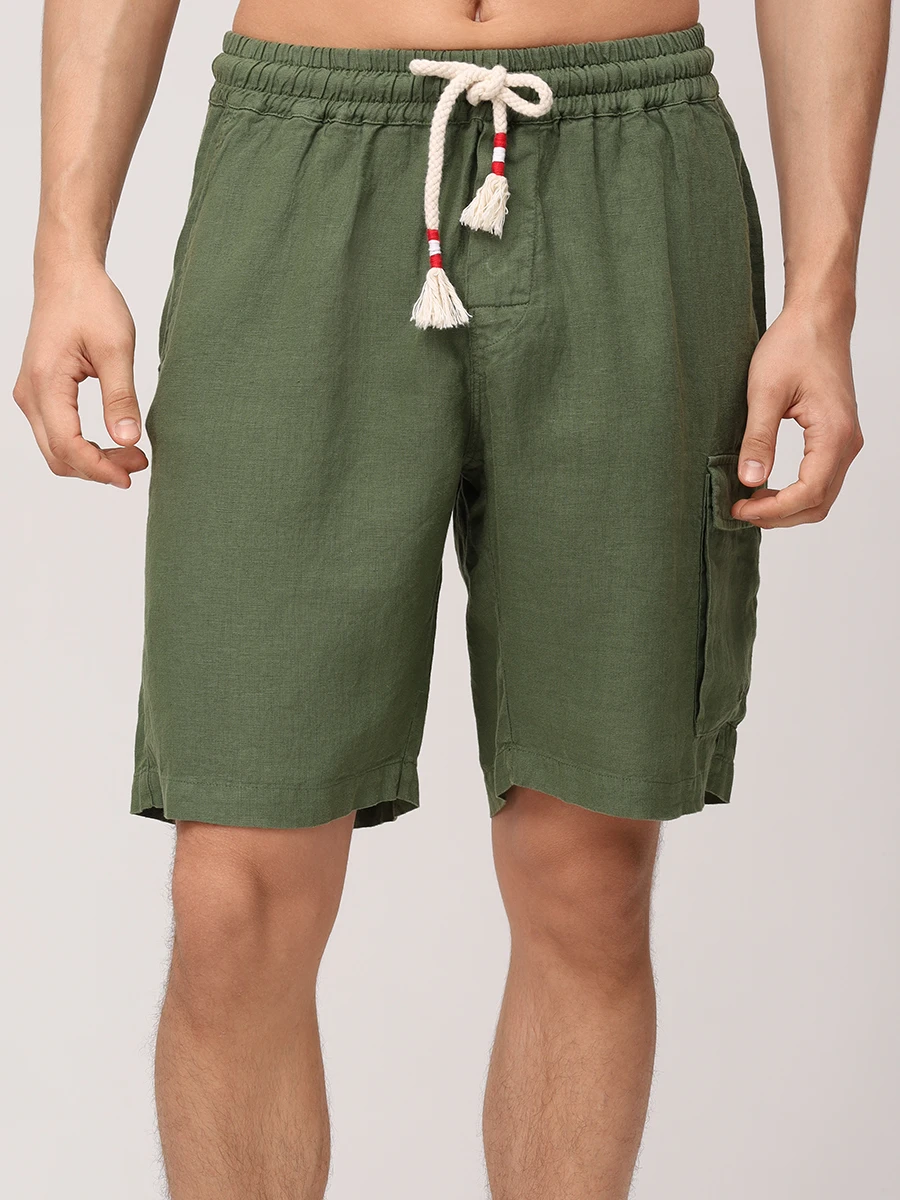 Шорты льняные MC2 SAINT BARTH MARSEILLE - 52 MILITARY Зеленый  Фото 4