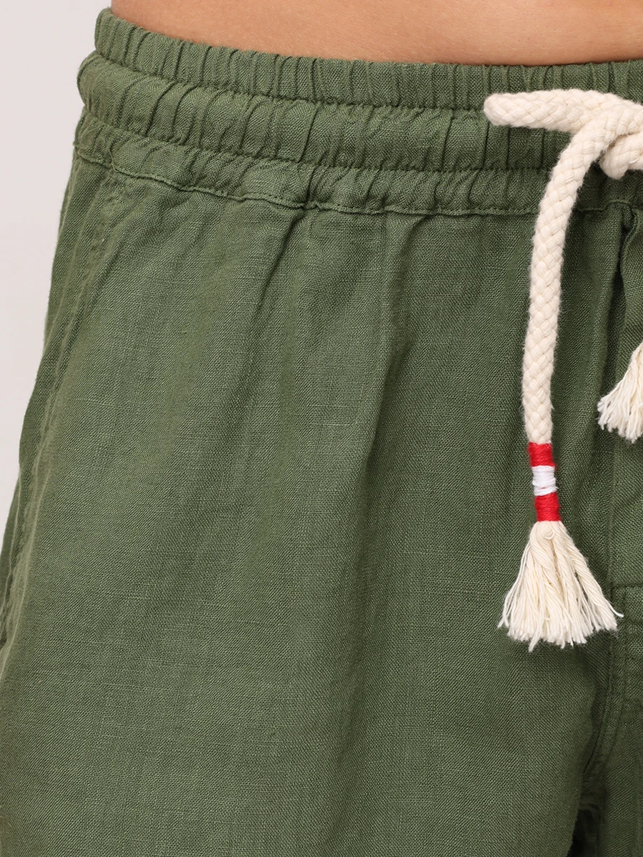 Шорты льняные MC2 SAINT BARTH MARSEILLE - 52 MILITARY Зеленый  Фото 5