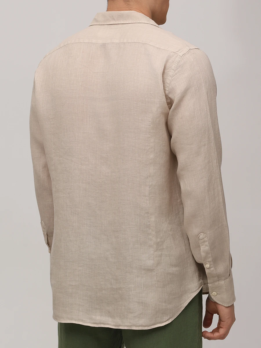 Рубашка Slim Fit льняная MC2 SAINT BARTH PAMPLONA - 11 BEIGE Бежевый  Фото 3