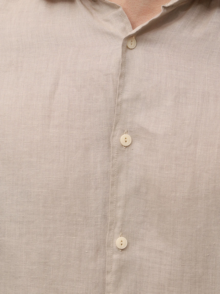 Рубашка Slim Fit льняная MC2 SAINT BARTH PAMPLONA - 11 BEIGE Бежевый  Фото 5