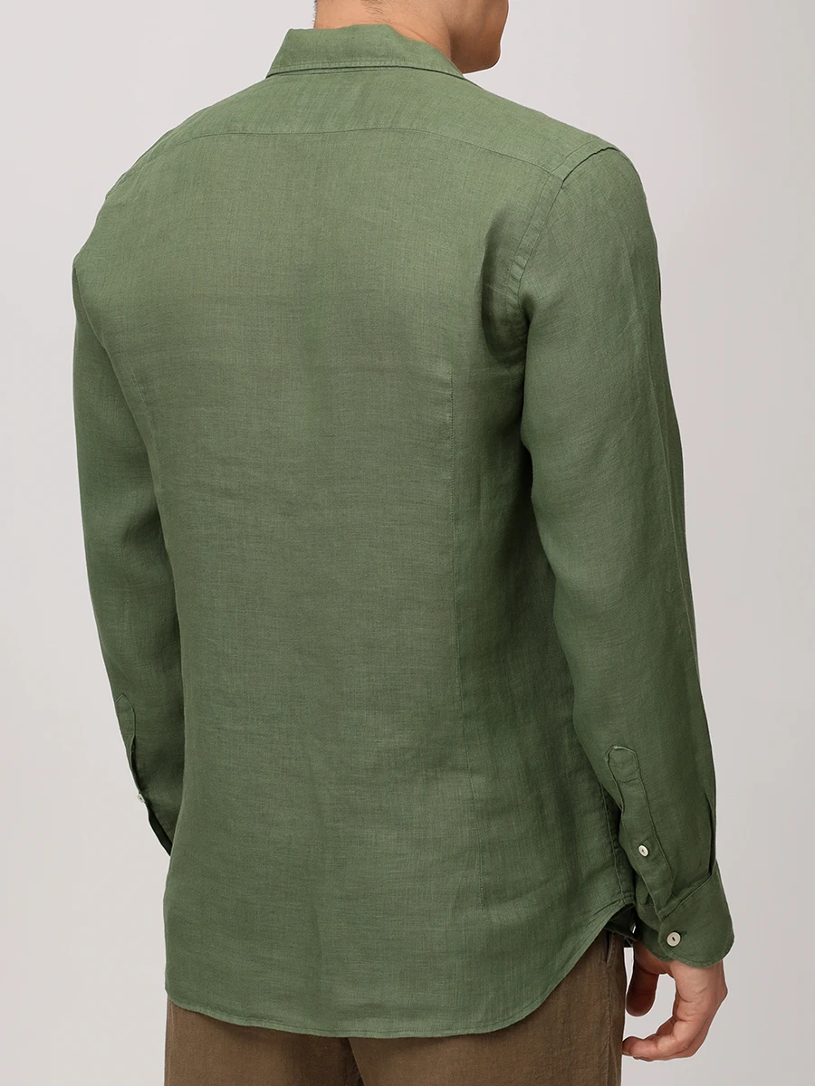 Рубашка Slim Fit льняная MC2 SAINT BARTH PAMPLONA - 52 MILITARY Зеленый  Фото 3
