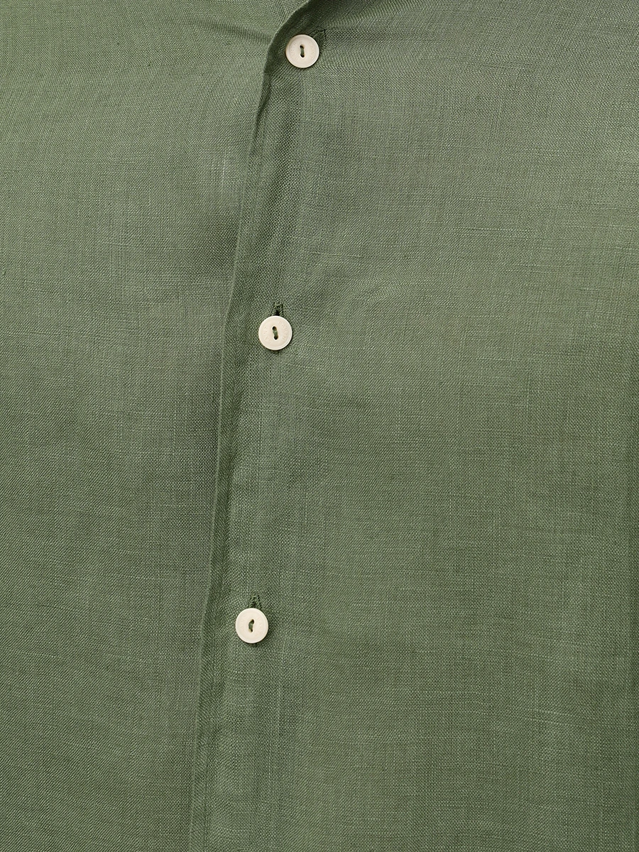 Рубашка Slim Fit льняная MC2 SAINT BARTH PAMPLONA - 52 MILITARY Зеленый  Фото 5