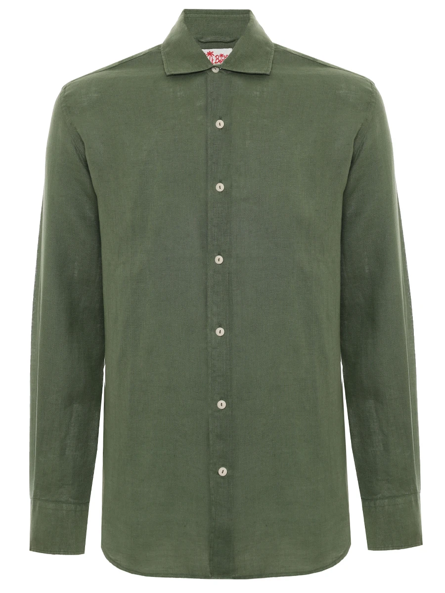 Рубашка Slim Fit льняная MC2 SAINT BARTH PAMPLONA - 52 MILITARY Зеленый 