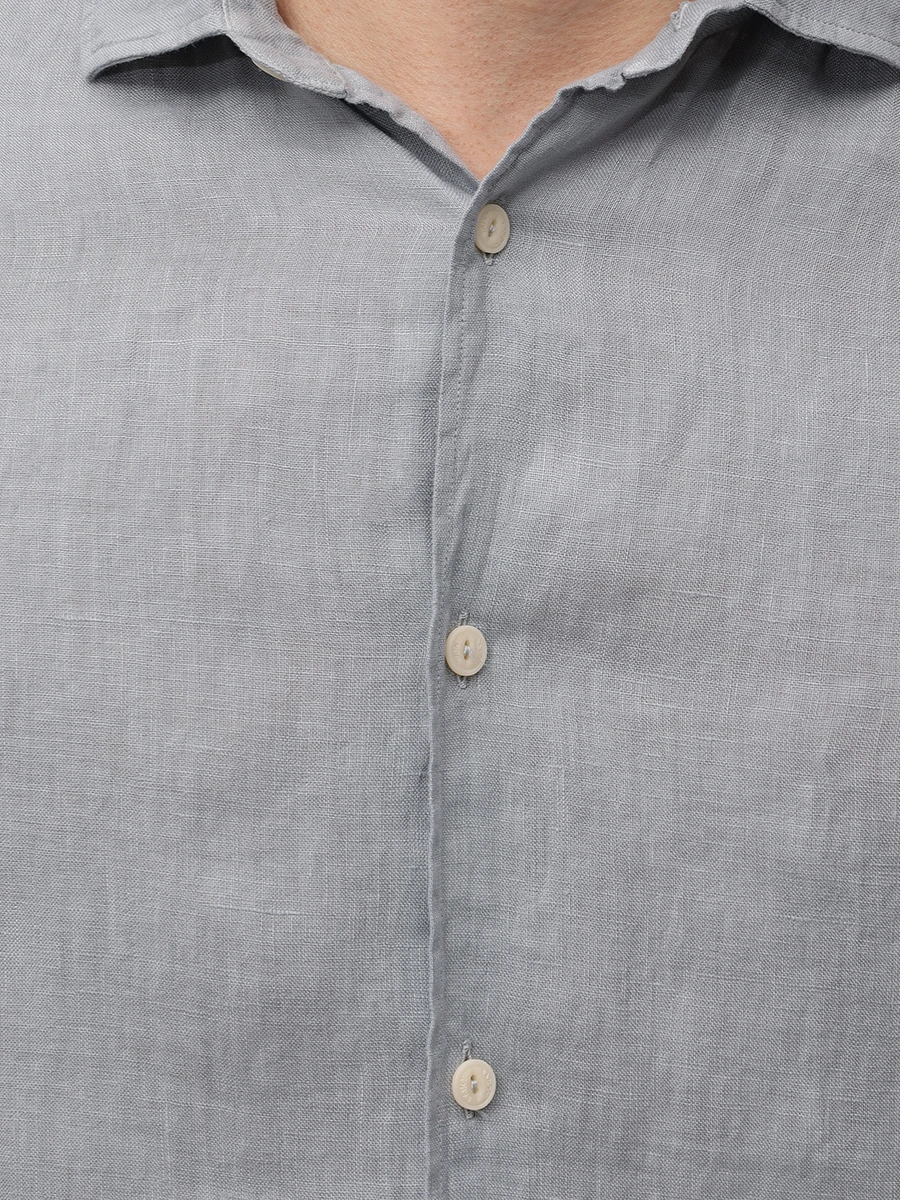 Рубашка Slim Fit льняная MC2 SAINT BARTH PAMPLONA - 15 GREY Серый  Фото 5