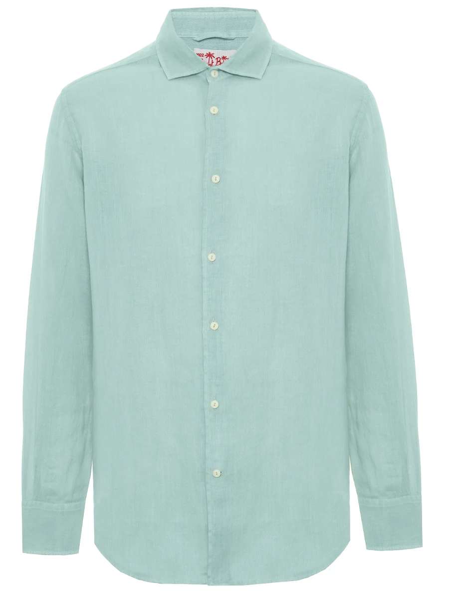 Рубашка Slim Fit льняная MC2 SAINT BARTH PAMPLONA - 53 SAGE Зеленый 