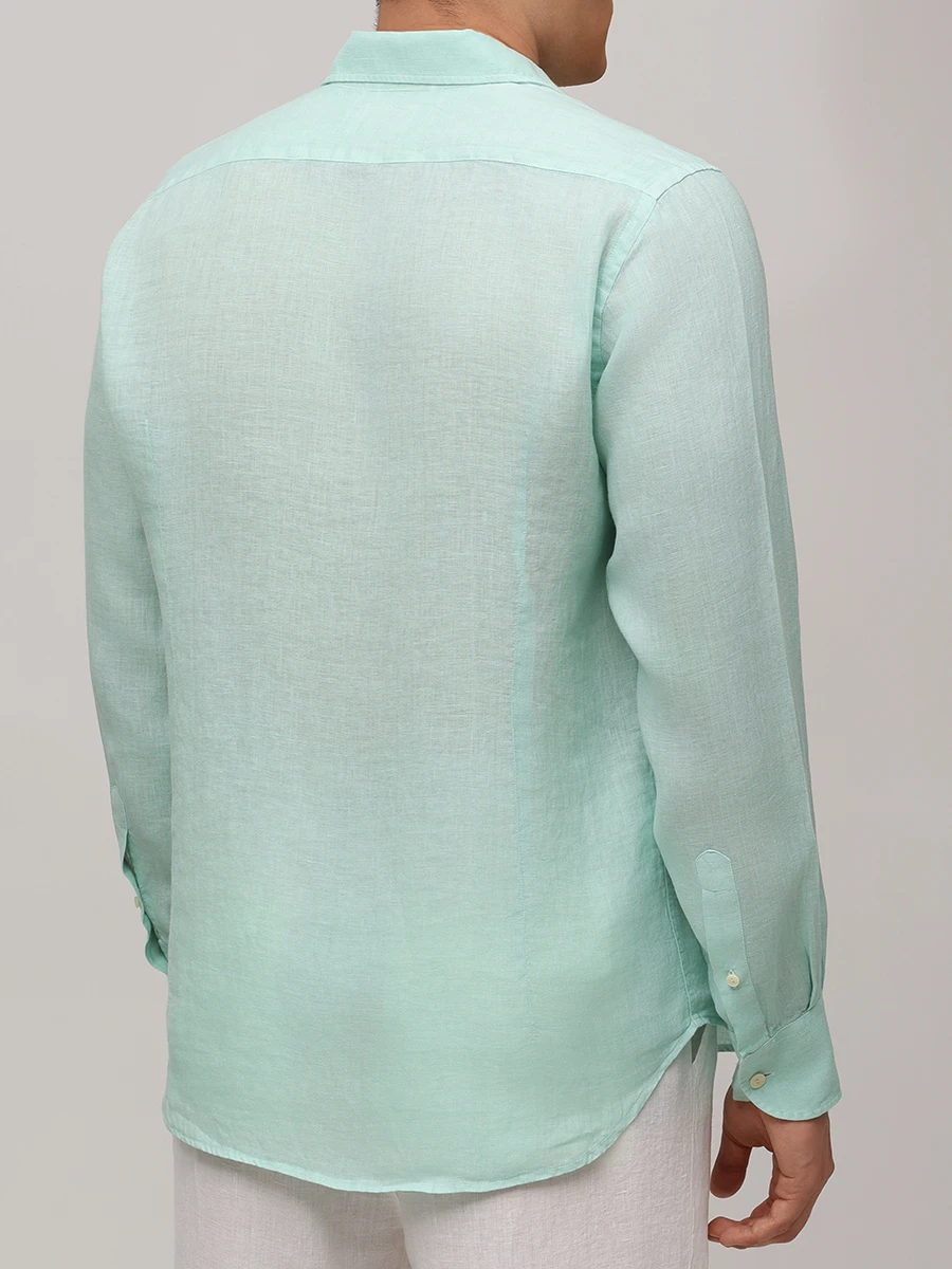 Рубашка Slim Fit льняная MC2 SAINT BARTH PAMPLONA - 53 SAGE Зеленый  Фото 3