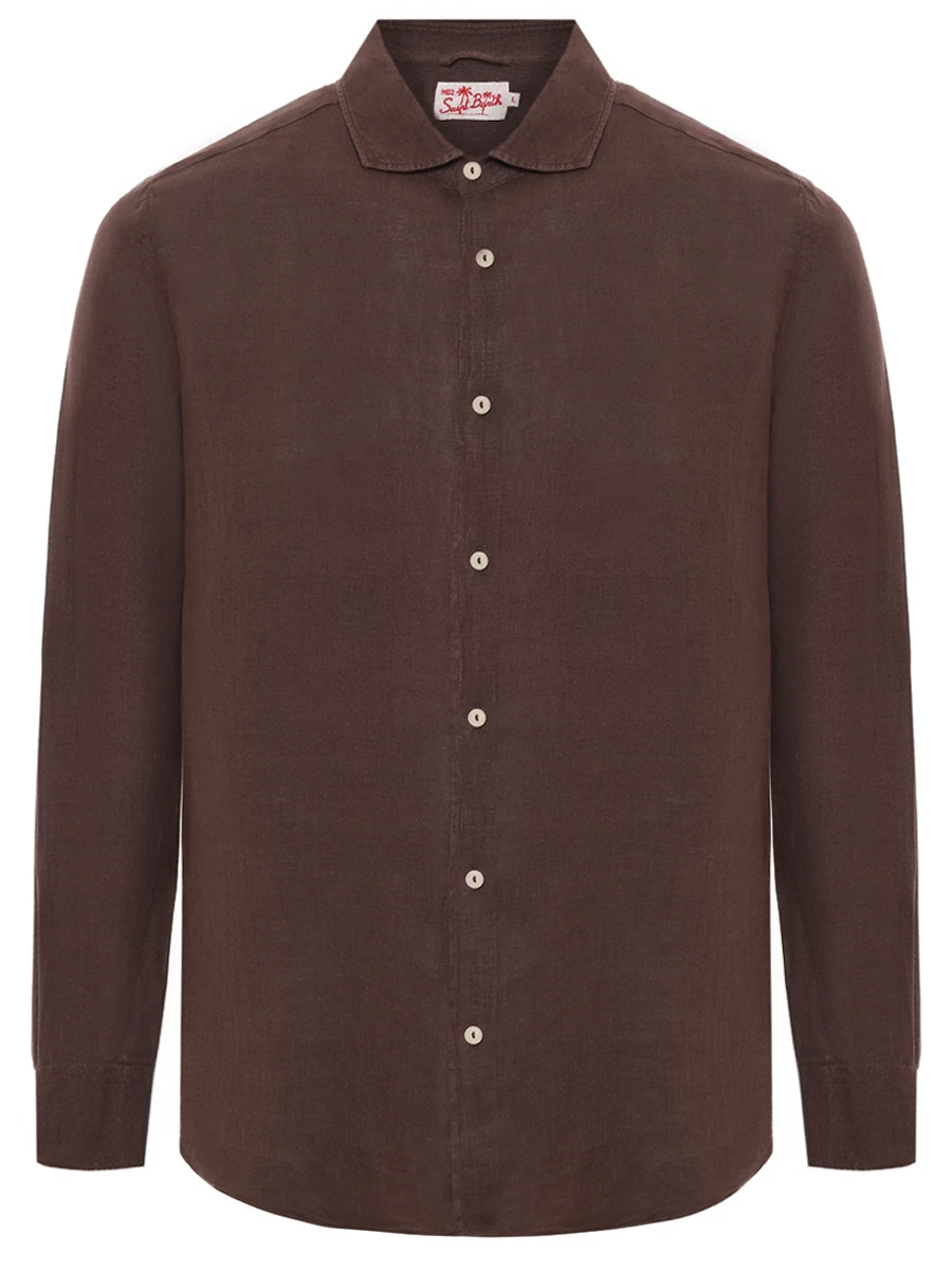 Рубашка Slim Fit льняная MC2 SAINT BARTH PAMPLONA - 18 BROWN Коричневый 