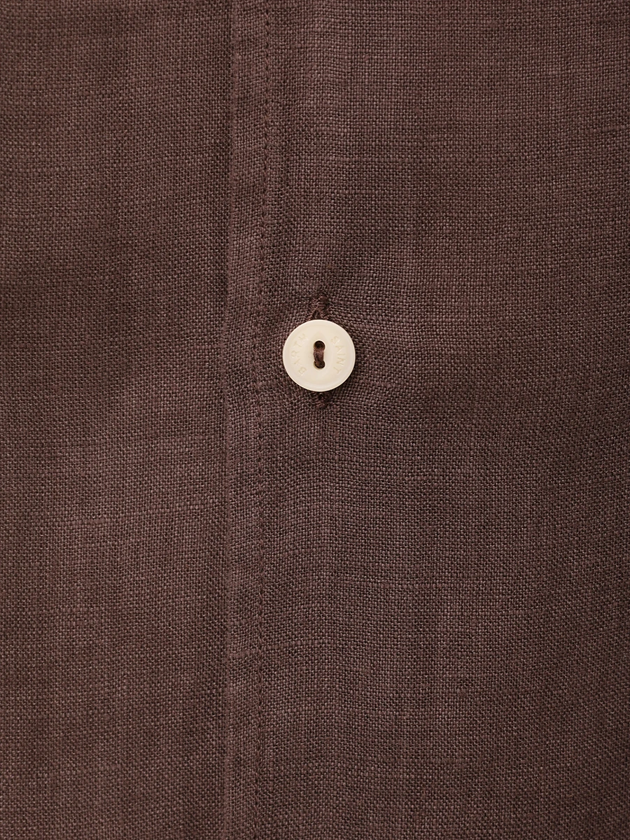 Рубашка Slim Fit льняная MC2 SAINT BARTH PAMPLONA - 18 BROWN Коричневый  Фото 6