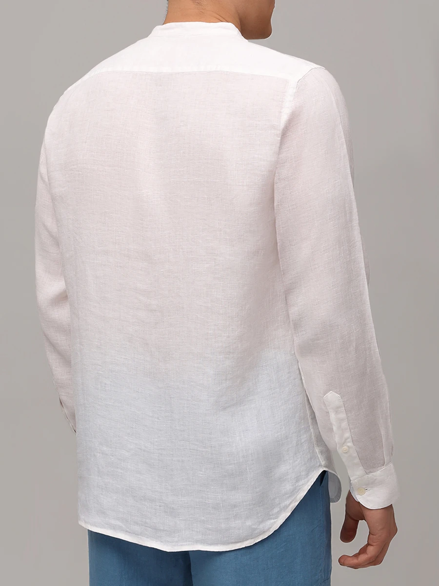 Рубашка Regular Fit льняная MC2 SAINT BARTH NAXOS - 01 WHITE Белый  Фото 3