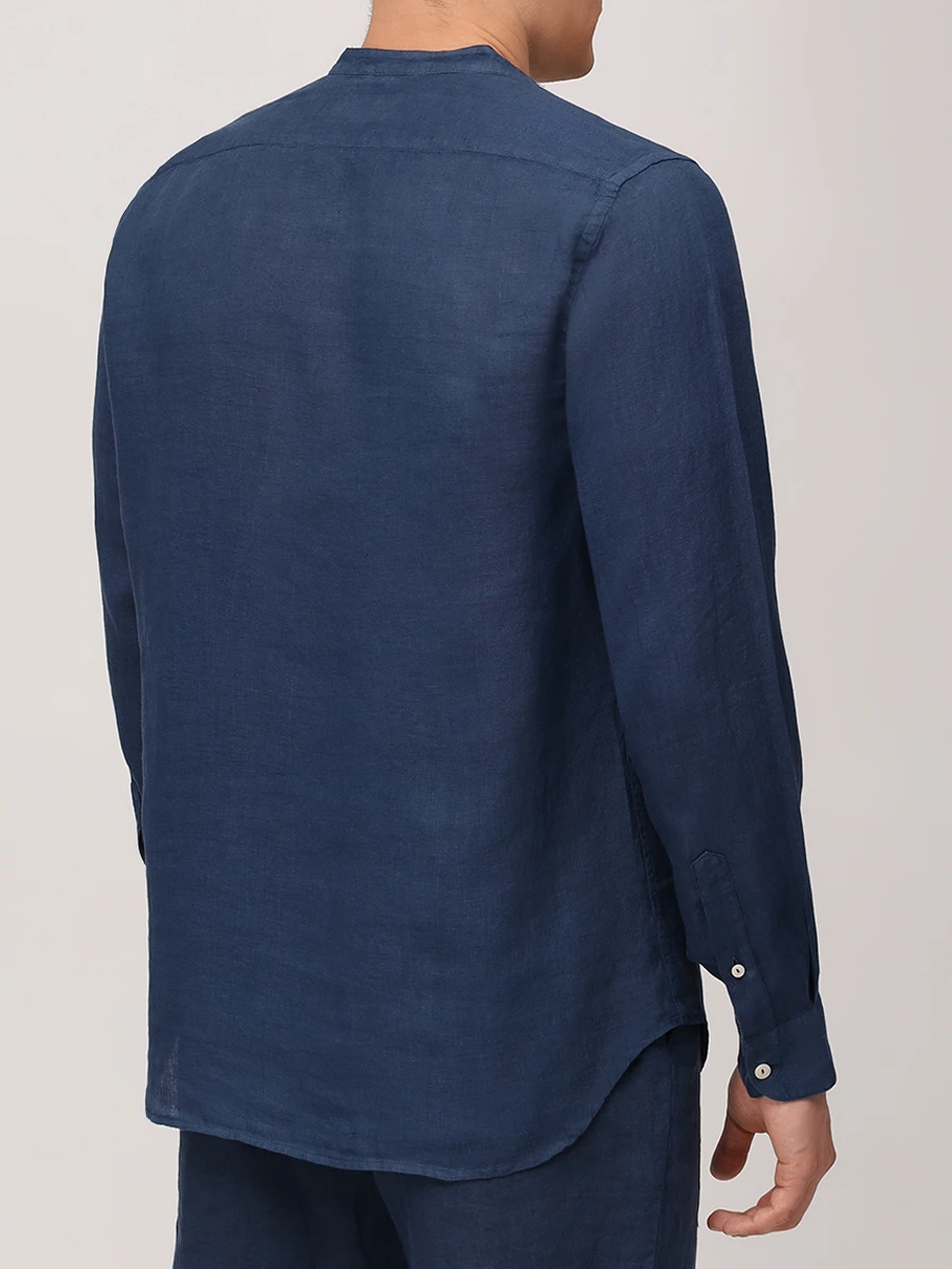 Рубашка Regular Fit льняная MC2 SAINT BARTH NAXOS - 60 MARINE BLUE Синий  Фото 3