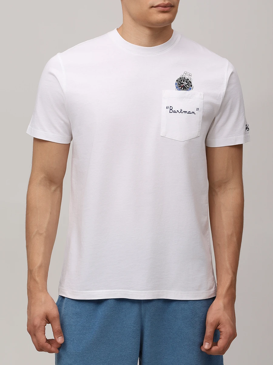 Футболка хлопковая MC2 SAINT BARTH AUSTIN - SAINT BARTH MAN 01N EMB Белый  Фото 4