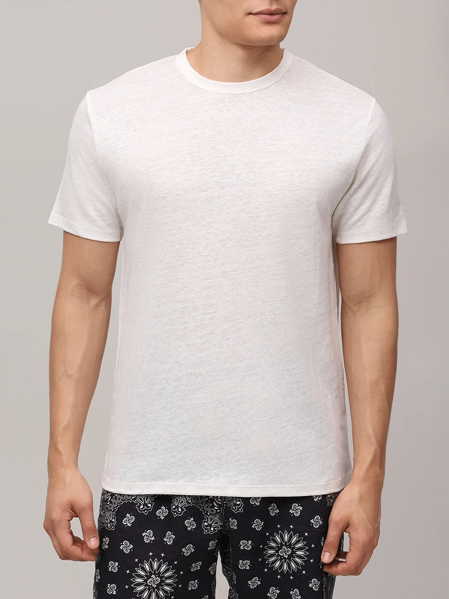 Футболка льняная MC2 SAINT BARTH ECSTASEA N - 01N WHITE Белый  Фото 4