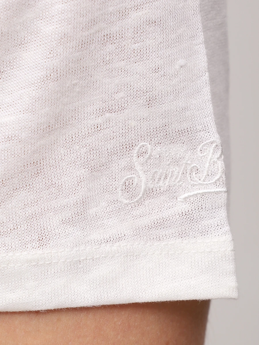 Футболка льняная MC2 SAINT BARTH ECSTASEA N - 01N WHITE Белый  Фото 6