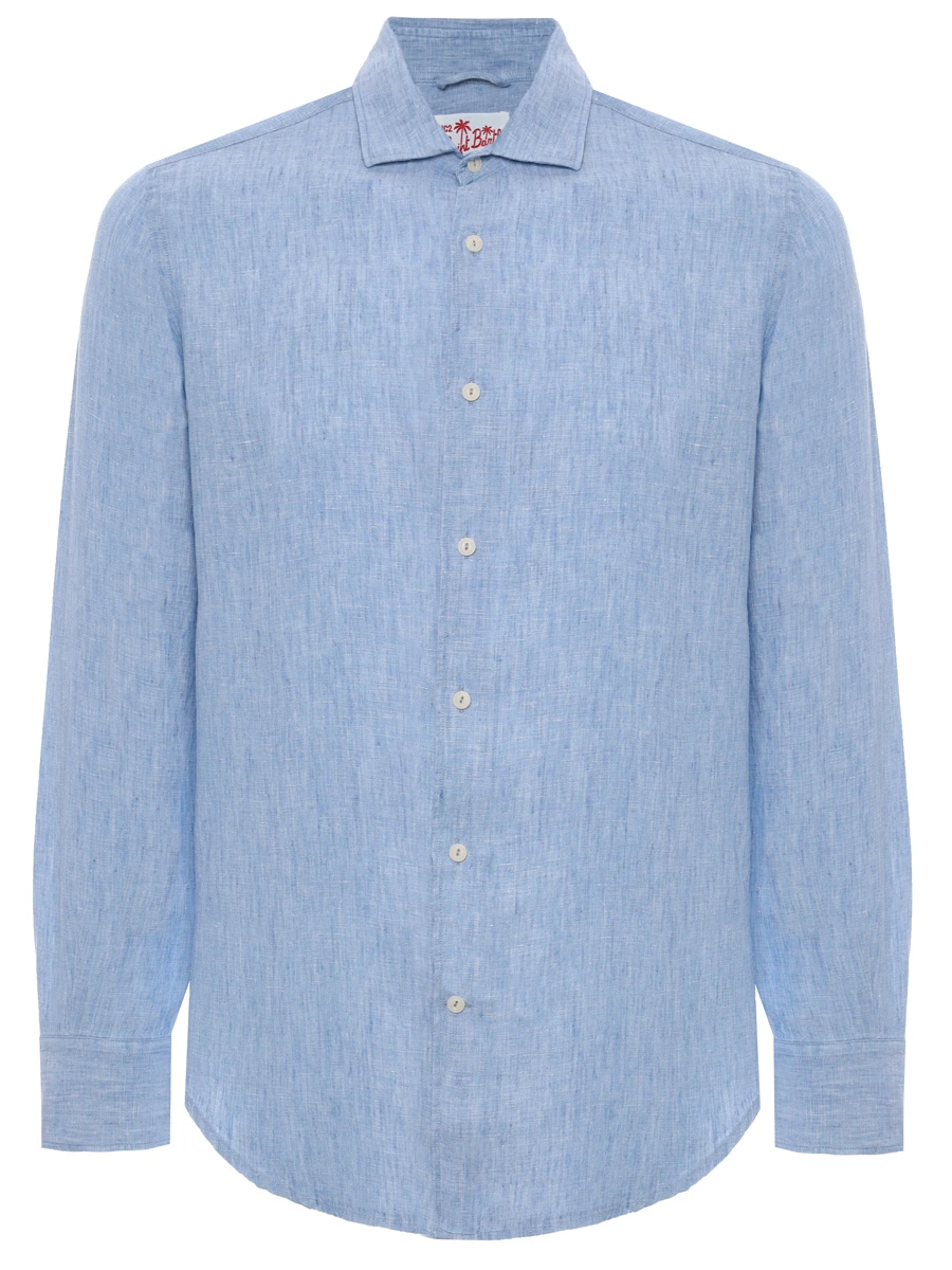 Рубашка Slim Fit льняная MC2 SAINT BARTH PAMPLONA - DENIM LIGHT Голубой 