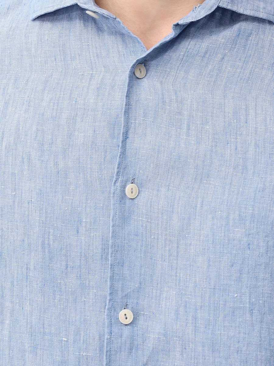 Рубашка Slim Fit льняная MC2 SAINT BARTH PAMPLONA - DENIM LIGHT Голубой  Фото 5