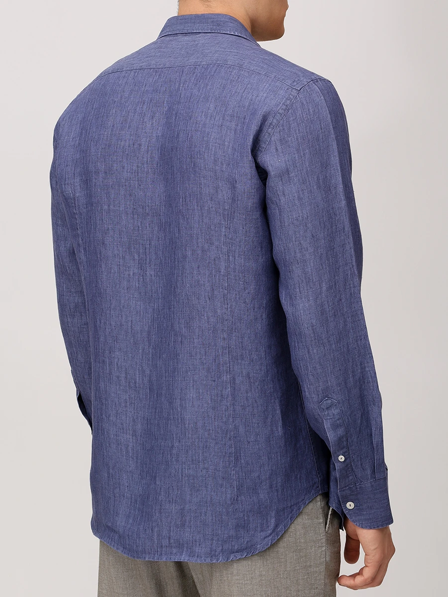 Рубашка Slim Fit льняная MC2 SAINT BARTH PAMPLONA - DENIM DARK Синий  Фото 3