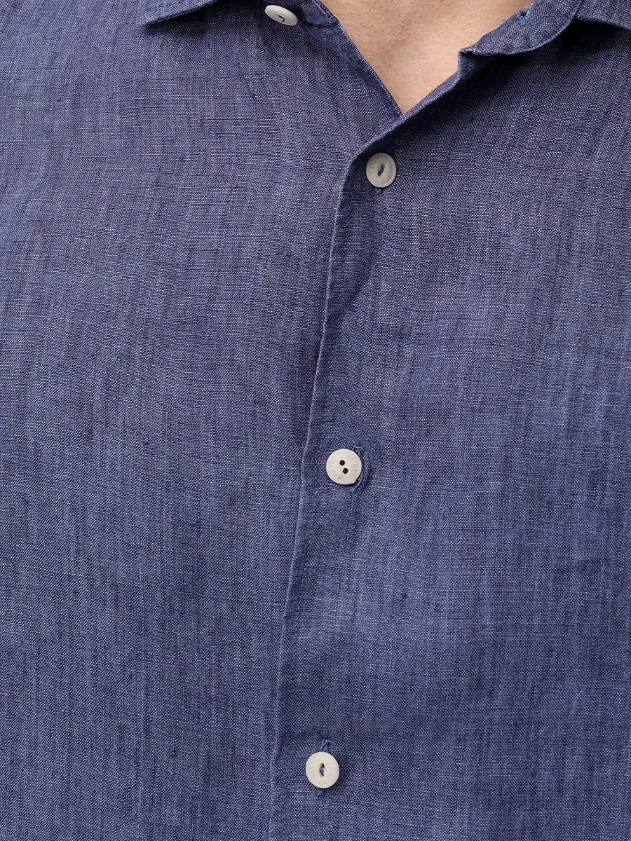 Рубашка Slim Fit льняная MC2 SAINT BARTH PAMPLONA - DENIM DARK Синий  Фото 5
