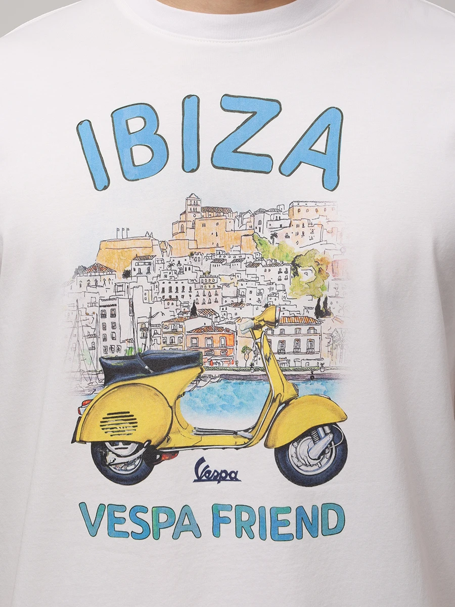 Футболка хлопковая MC2 SAINT BARTH TSHIRT MAN - IBIZA VESPA 01N Белый  Фото 5