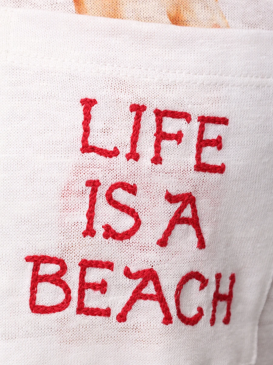 Футболка льняная MC2 SAINT BARTH ECSTASEA N - BEACH LIFE 01N EMB Принт  Фото 6