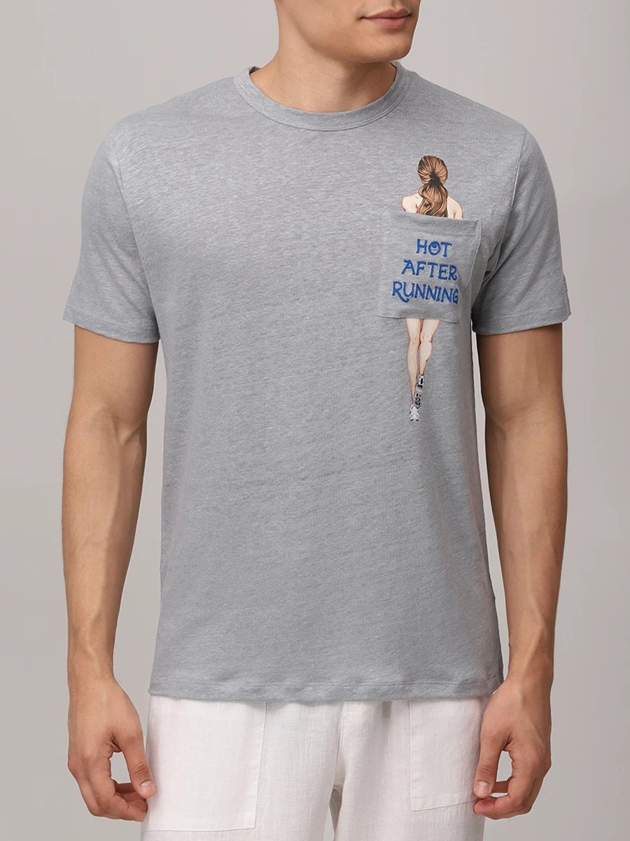 Футболка льняная MC2 SAINT BARTH ECSTASEA N - HOT RUNNING 15 EMB Принт  Фото 4