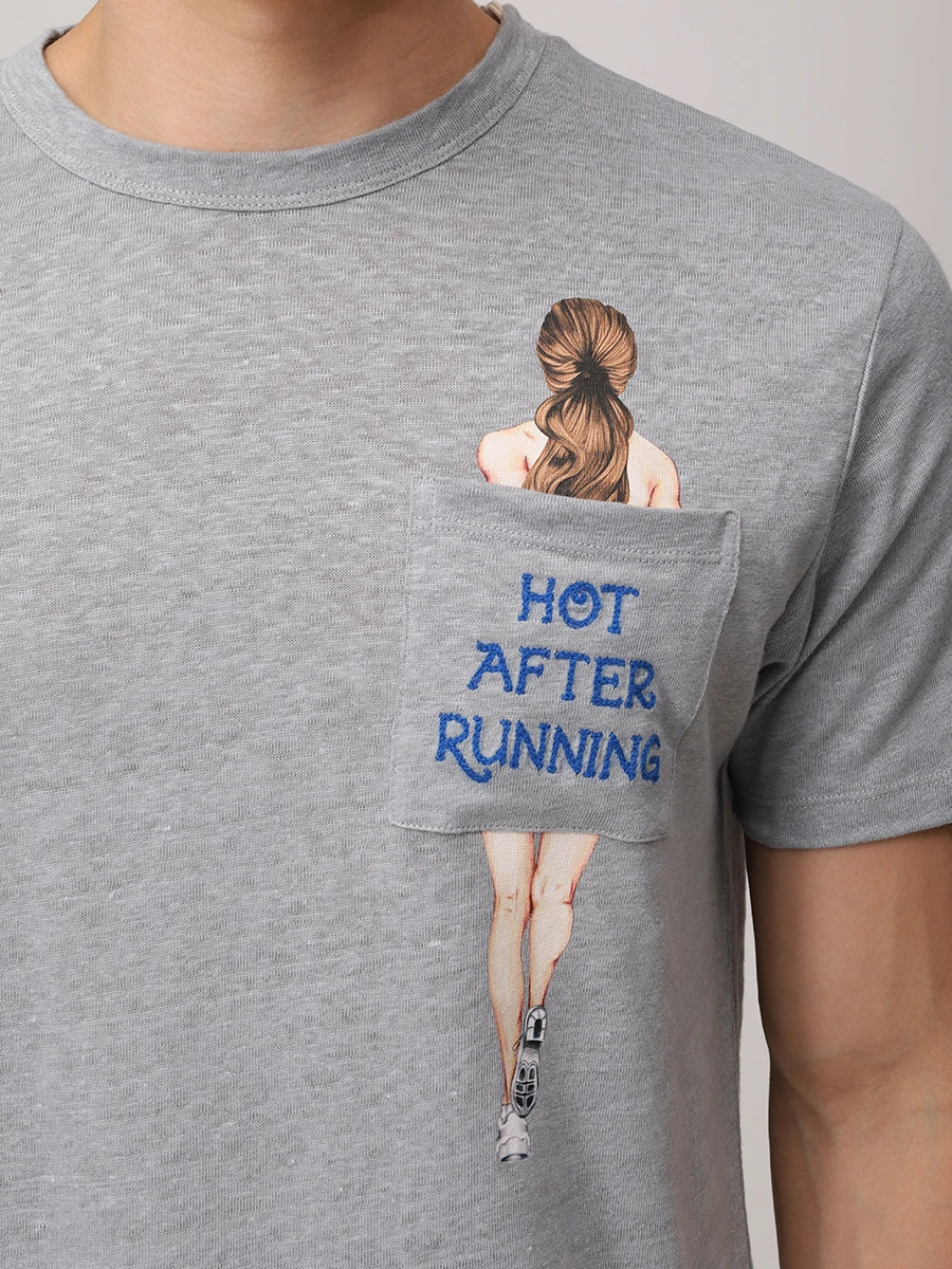 Футболка льняная MC2 SAINT BARTH ECSTASEA N - HOT RUNNING 15 EMB Принт  Фото 5