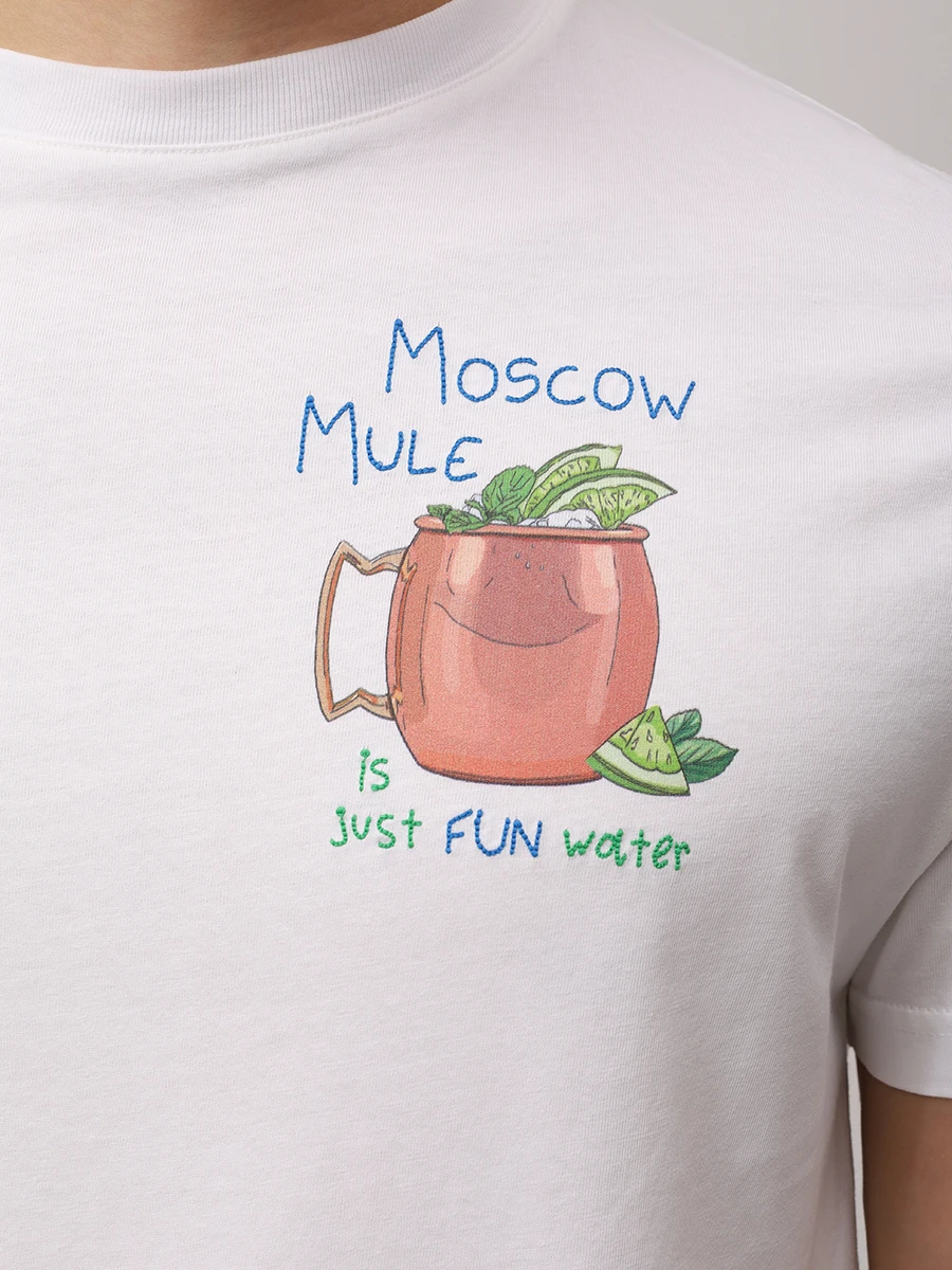 Футболка хлопковая MC2 SAINT BARTH TSHIRT MAN - MOSCOW SUMMER 01N EMB Белый  Фото 5