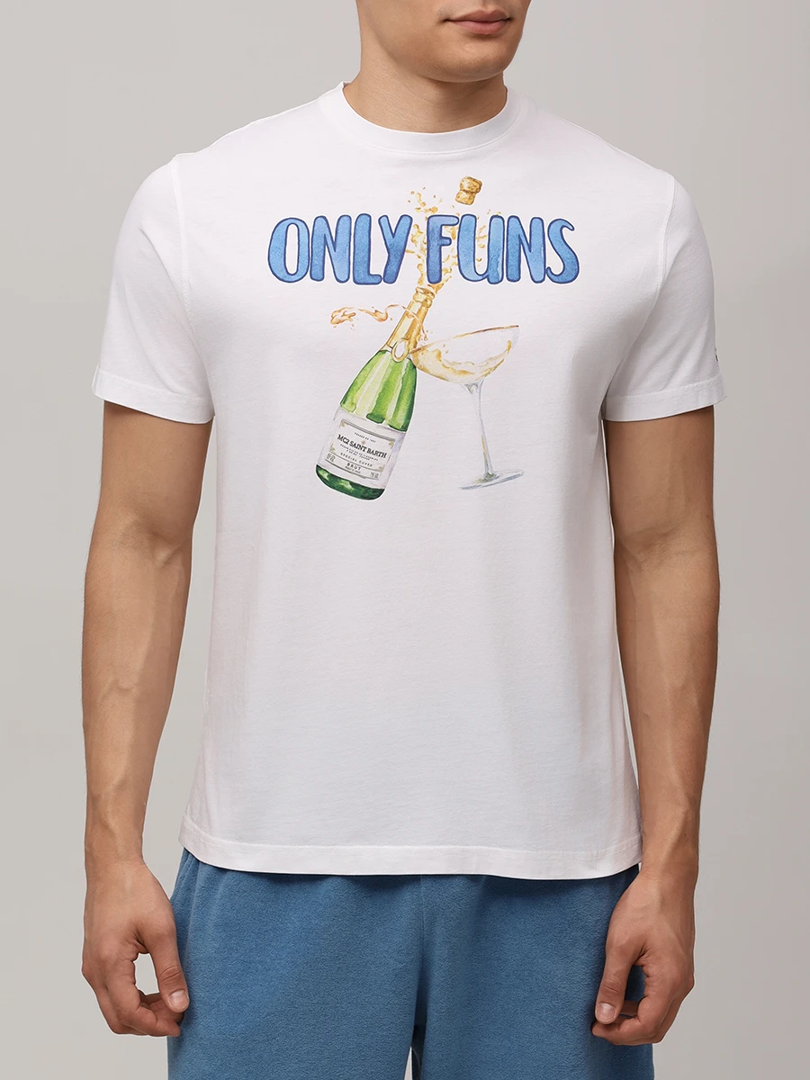 Футболка хлопковая MC2 SAINT BARTH TSHIRT MAN - ONLY FUNS 01N Белый  Фото 4