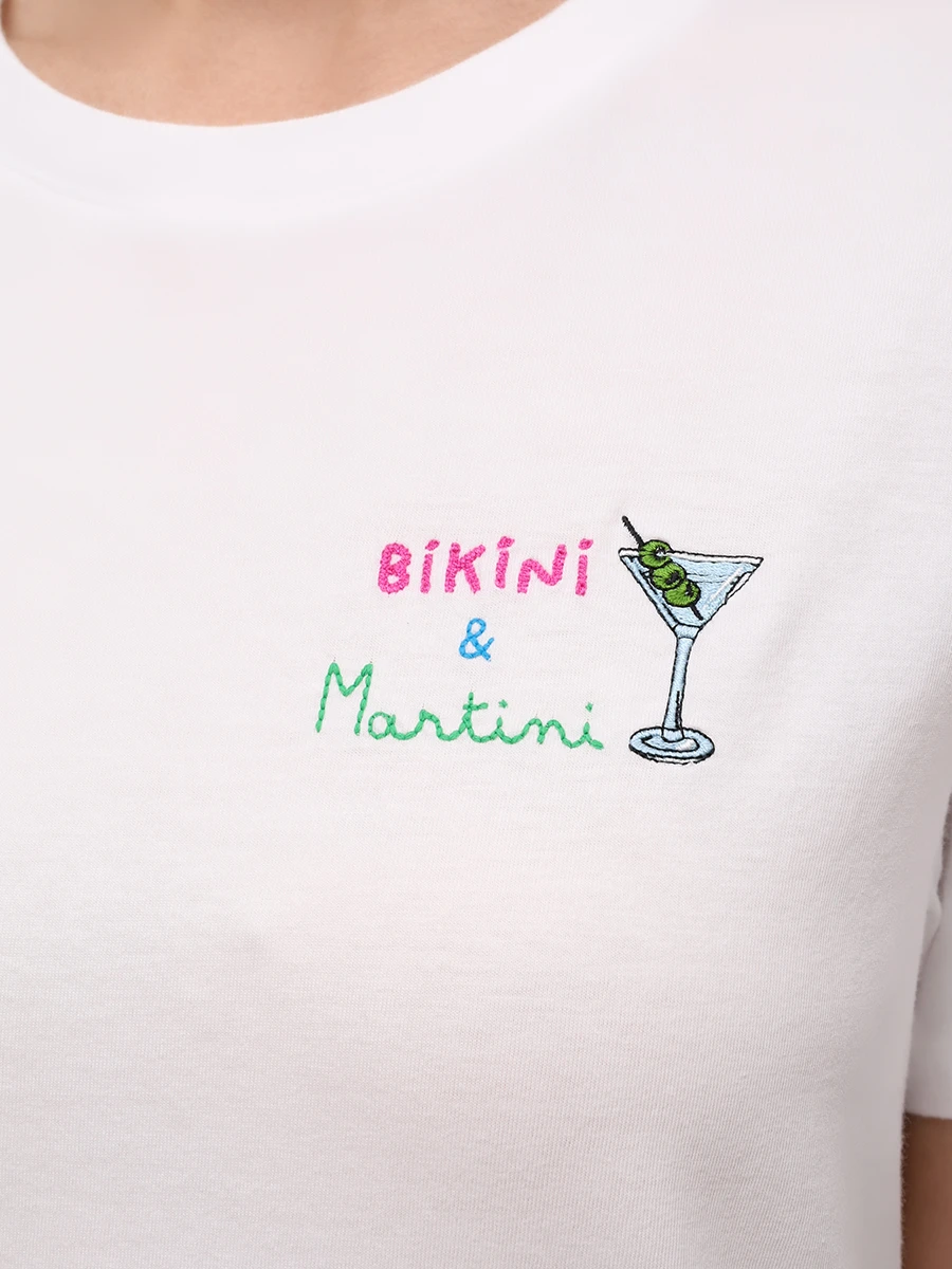 Футболка хлопковая MC2 SAINT BARTH EMILIE - BIKINI MARTINI 01N EMB Белый  Фото 5