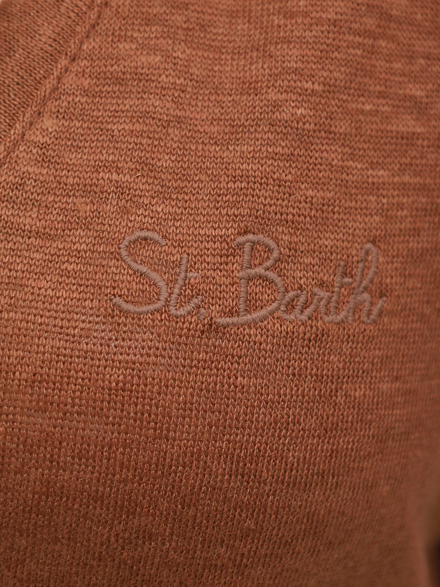 

Футболка льняная, Коричневый, ELOISE - SB 18 EMB