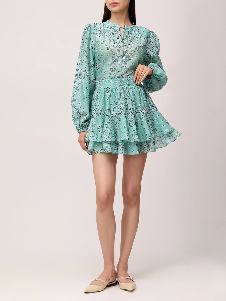 Юбка из хлопка и шелка MC2 SAINT BARTH EIVISSA - SILK VOILE BANDANNA ROUND 53 Принт  Фото 2