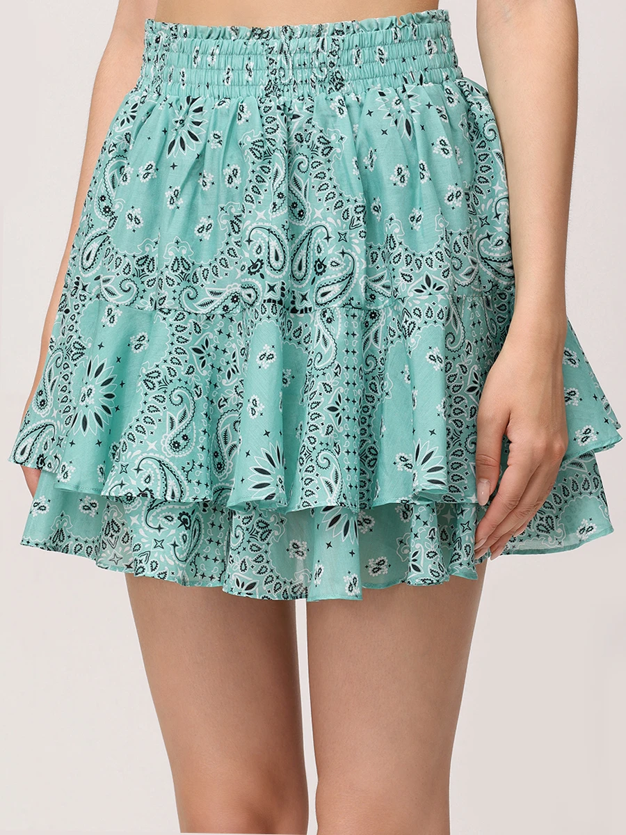 Юбка из хлопка и шелка MC2 SAINT BARTH EIVISSA - SILK VOILE BANDANNA ROUND 53 Принт  Фото 4