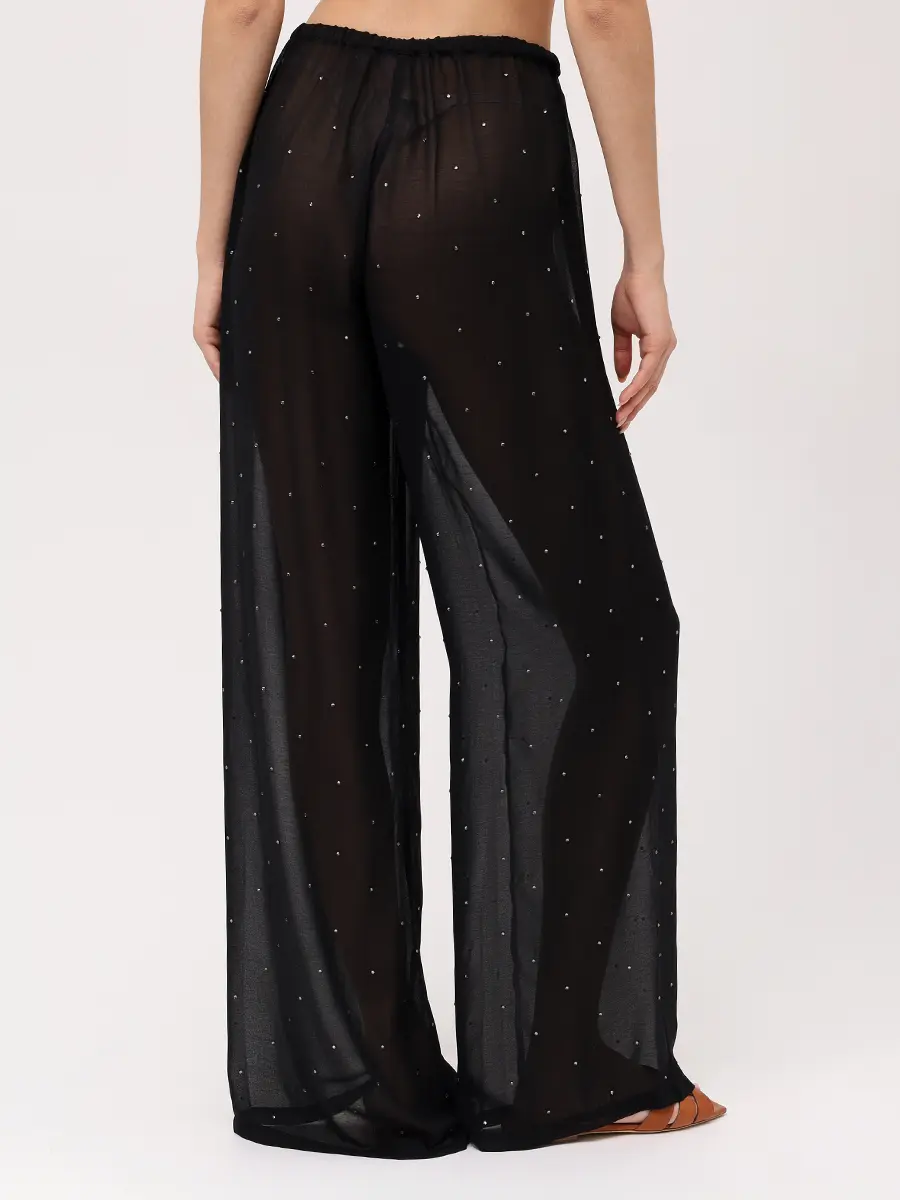 Брюки со стразами MC2 SAINT BARTH AMALIA - GEORGETTE STRASS 00 Черный  Фото 3