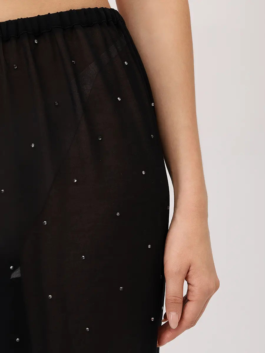 Брюки со стразами MC2 SAINT BARTH AMALIA - GEORGETTE STRASS 00 Черный  Фото 5