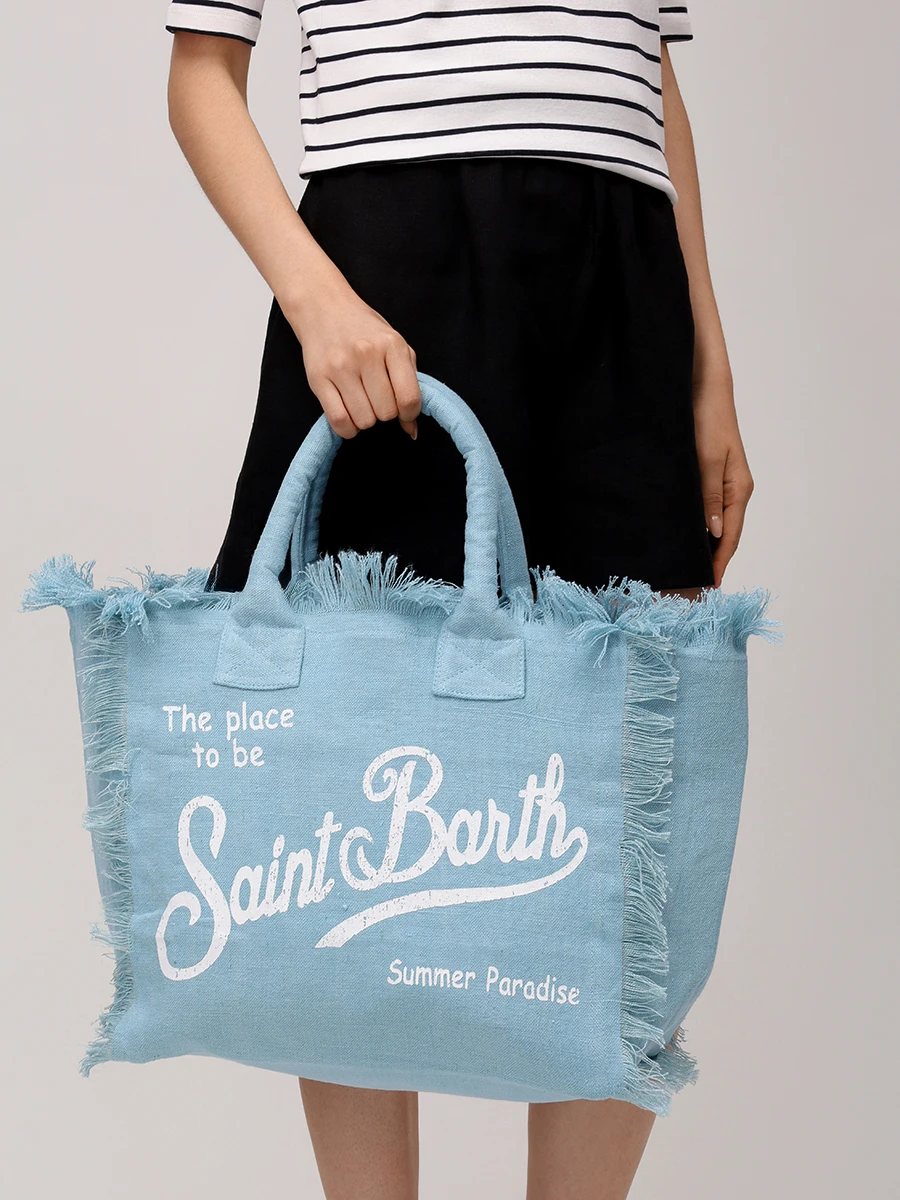 Сумка-тоут Vanity льняная MC2 SAINT BARTH VANITY LINEN - LINEN 31 LIGHT BLUE Голубой  Фото 2