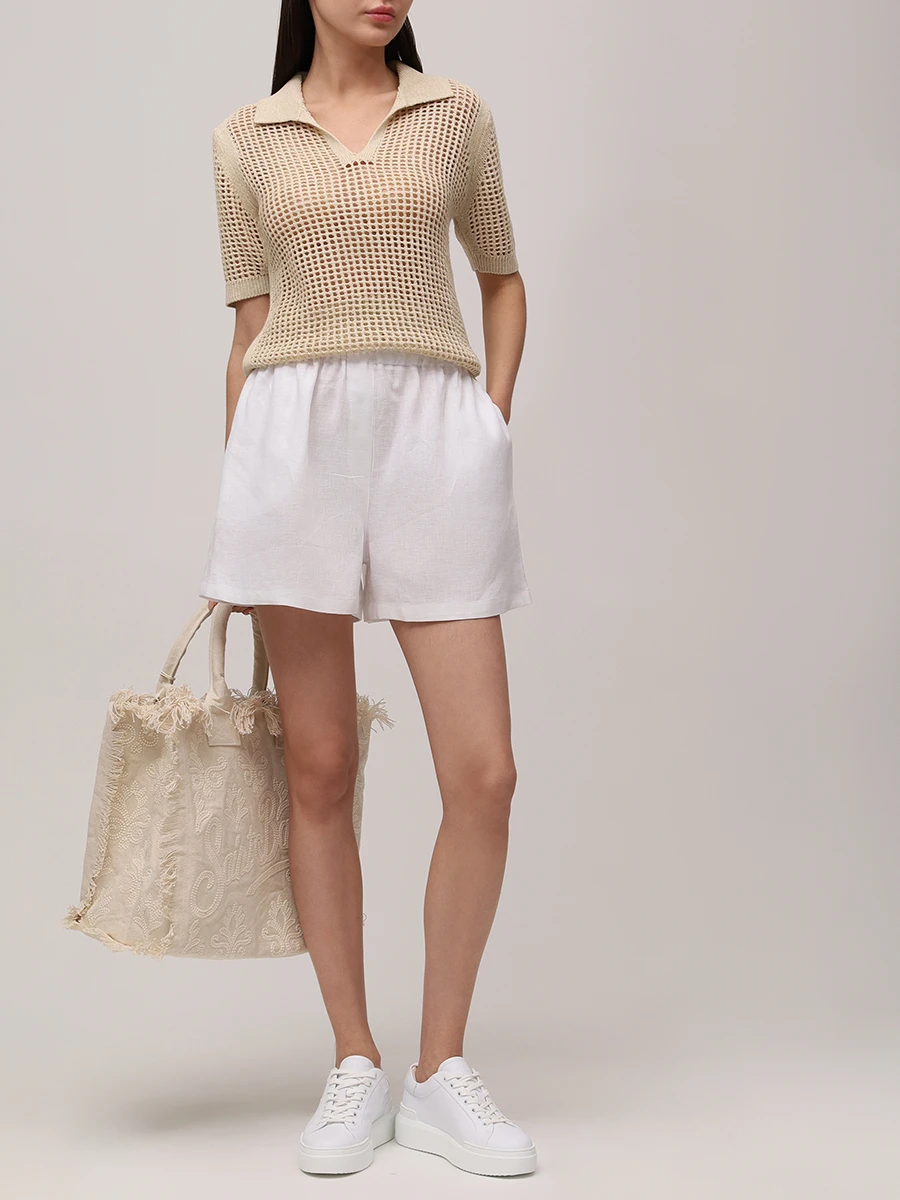Поло однотонное MC2 SAINT BARTH FLORA - MESH 11 BEIGE Бежевый  Фото 2