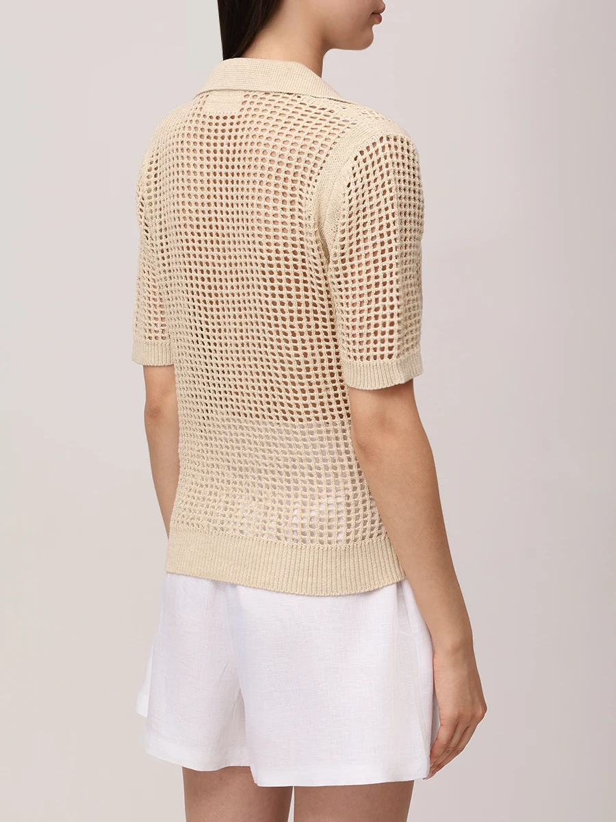 Поло однотонное MC2 SAINT BARTH FLORA - MESH 11 BEIGE Бежевый  Фото 3