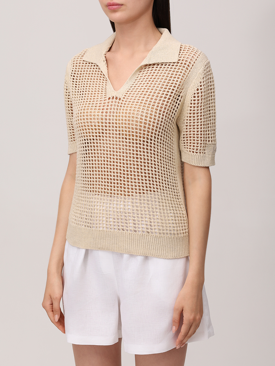 Поло однотонное MC2 SAINT BARTH FLORA - MESH 11 BEIGE Бежевый  Фото 4