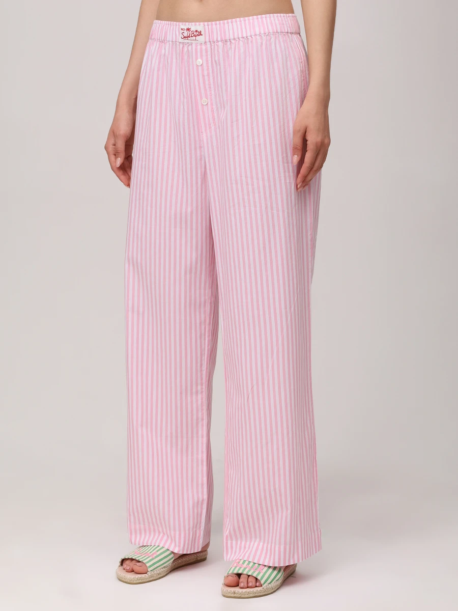 Брюки хлопковые MC2 SAINT BARTH DOHA - COTTON STRIPES V 21 Розовый  Фото 4