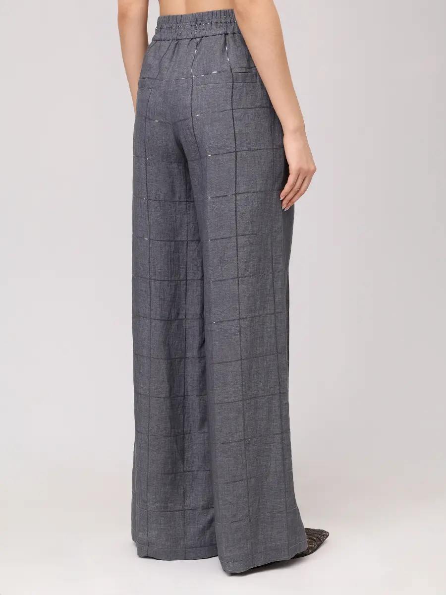 Брюки льняные BRUNELLO CUCINELLI MM633P8887 C433+ Серый  Фото 3