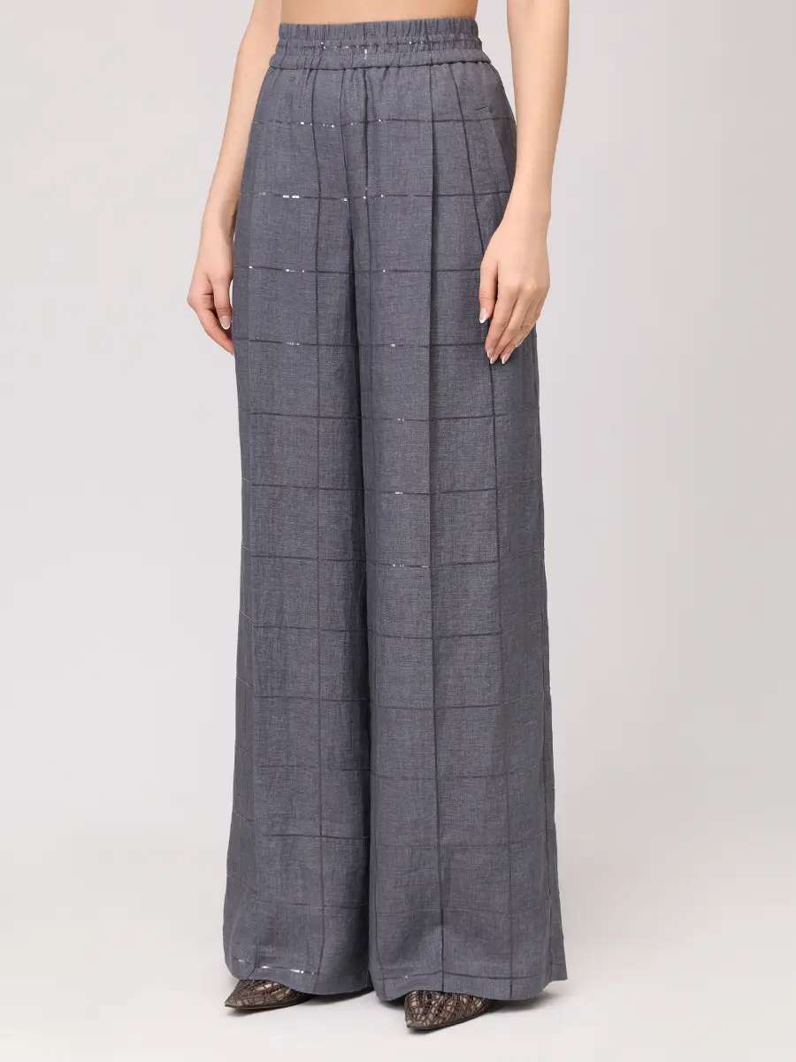 Брюки льняные BRUNELLO CUCINELLI MM633P8887 C433+ Серый  Фото 4
