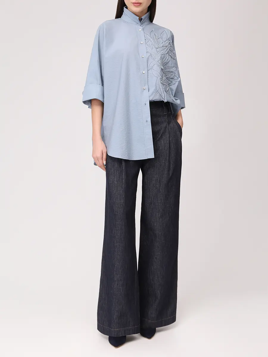 Рубашка хлопковая BRUNELLO CUCINELLI M0F79RJ516 C2873+ Голубой  Фото 2