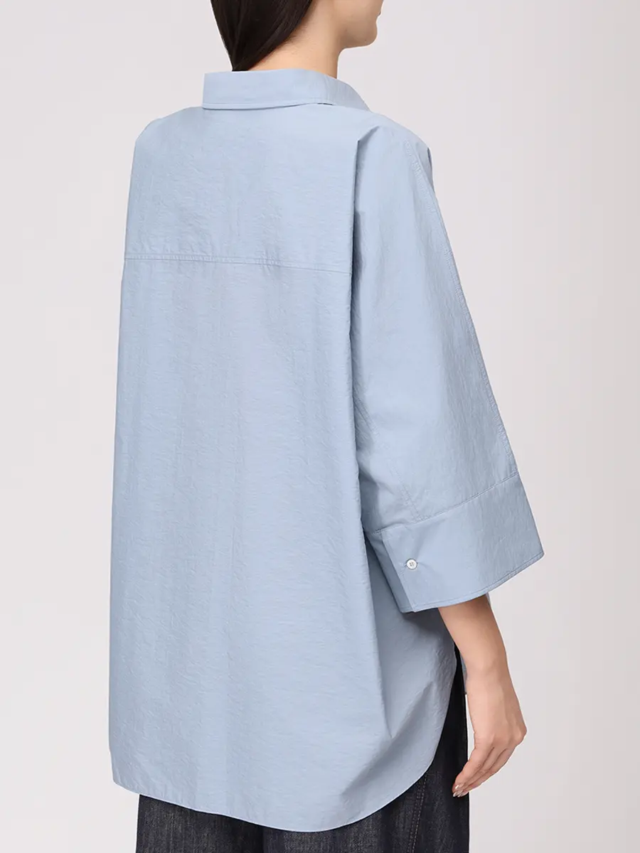 Рубашка хлопковая BRUNELLO CUCINELLI M0F79RJ516 C2873+ Голубой  Фото 3