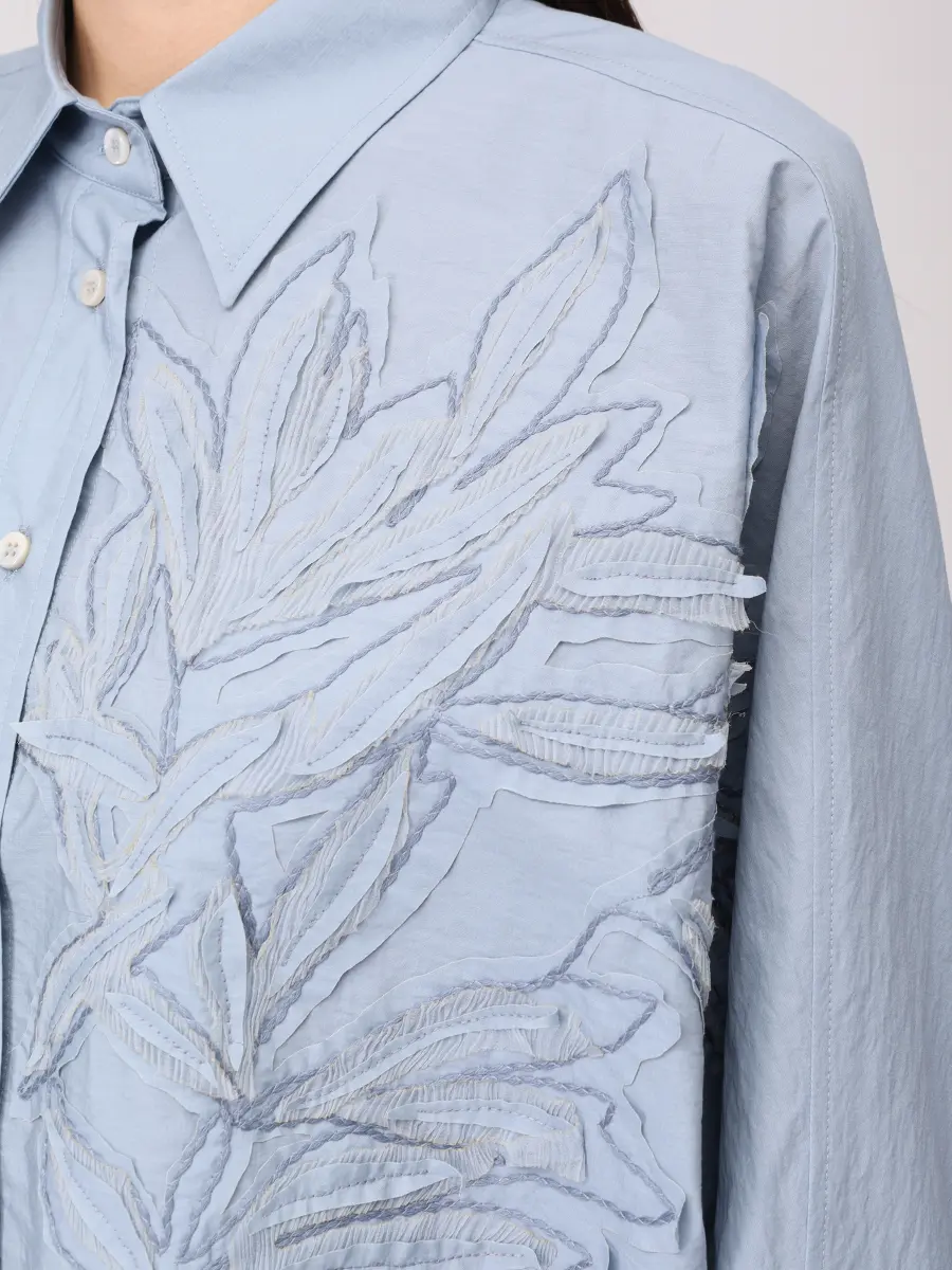 Рубашка хлопковая BRUNELLO CUCINELLI M0F79RJ516 C2873+ Голубой  Фото 5